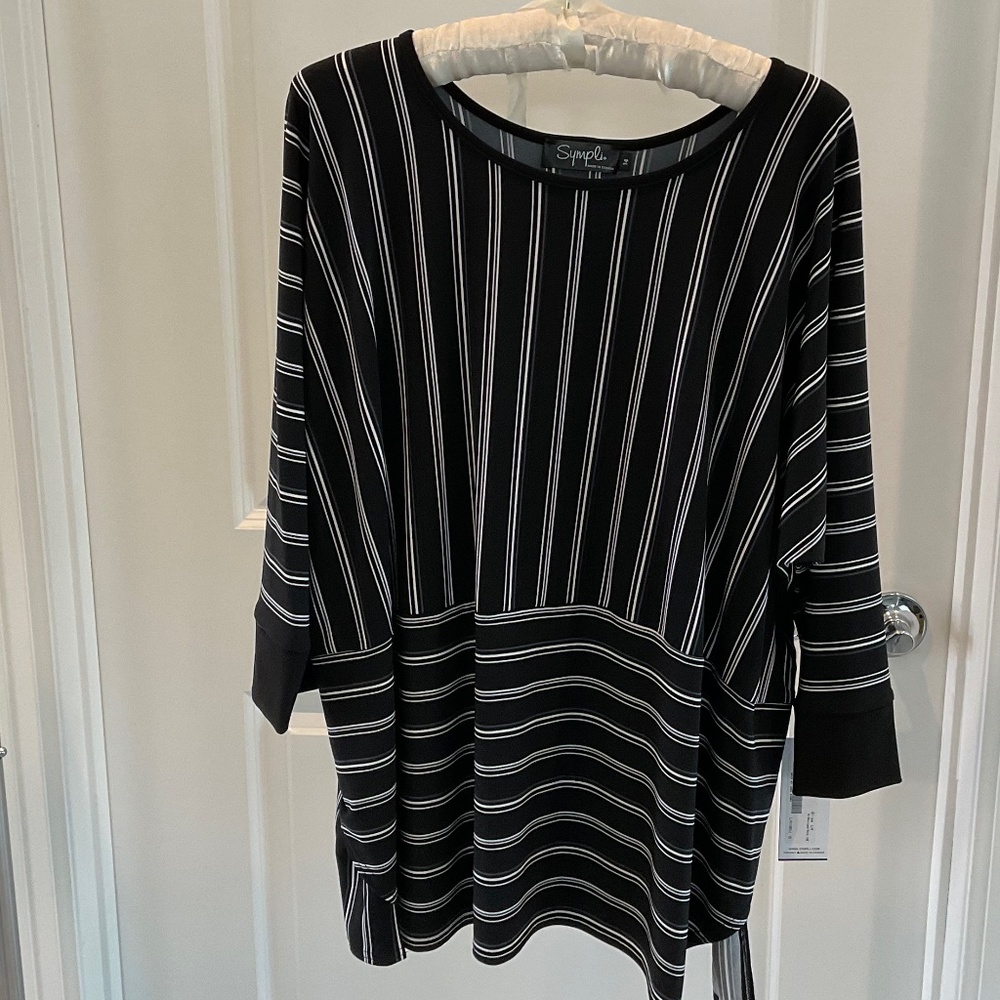 Sympli Black and White Striped Tunic Top